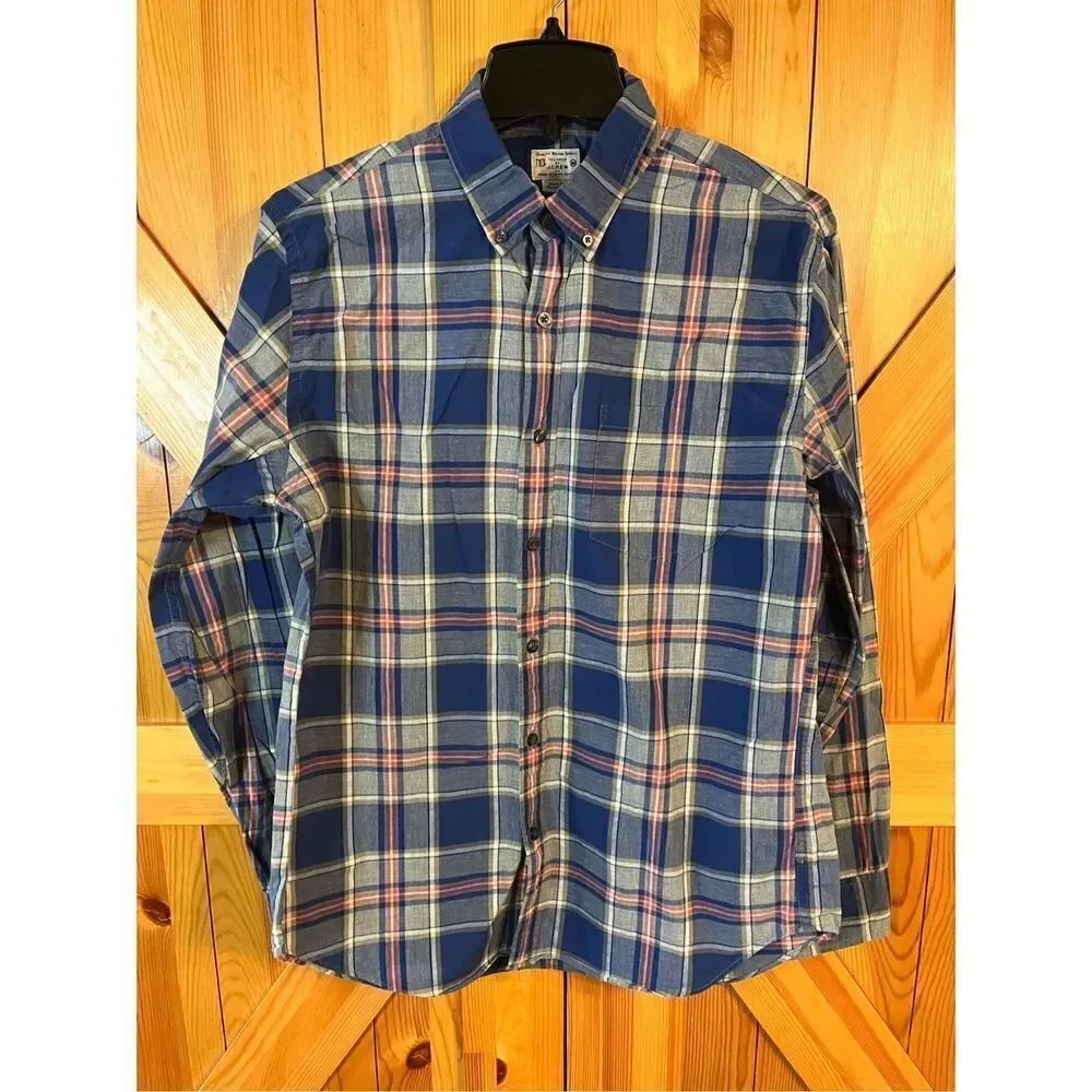 J. Crew Men’s Long Sleeve Button Up Blue Red Medium Shirt (2610)